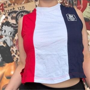 Vintage FILA Colorblock Snap Side Tank Top • Size L • Red White Navy